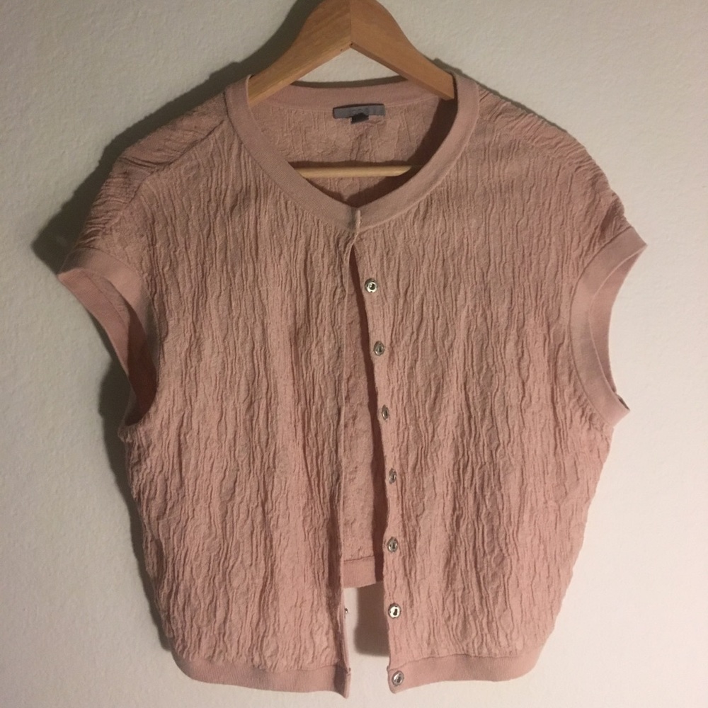 COS pink short sleeve cardigan